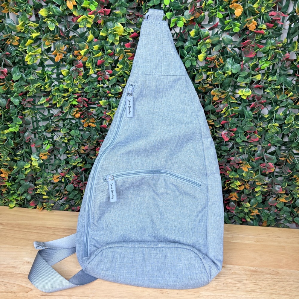 Vera Bradley Light Blue Chambray Sling Backpack Single Strap Floral Lining